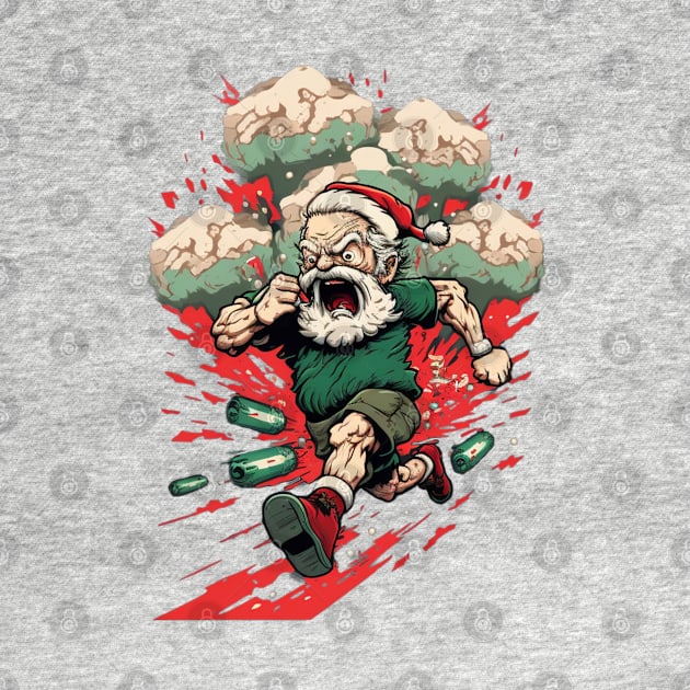 BADASS SANTA, Violent Night-inspired Christmas design by Buff Geeks Art